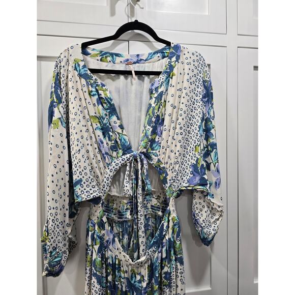 💙 Free People Paradise Jumpsuit – Blue & White – Size Large - Picture 5 of 15